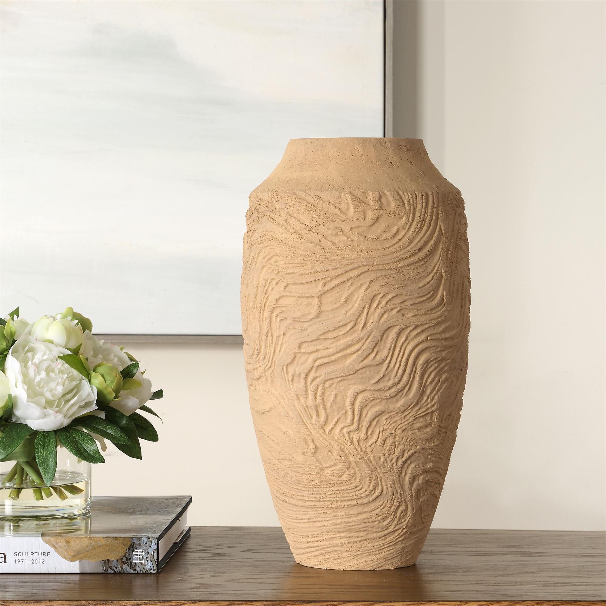 Carolyn Kinder Sandstone Flow 16 Inch Vase-Urn